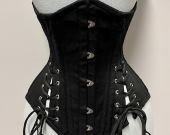 Heavy Duty Steel Boned Underbust Corset with Hip Ties Waist Training Tightlacing 18-40"