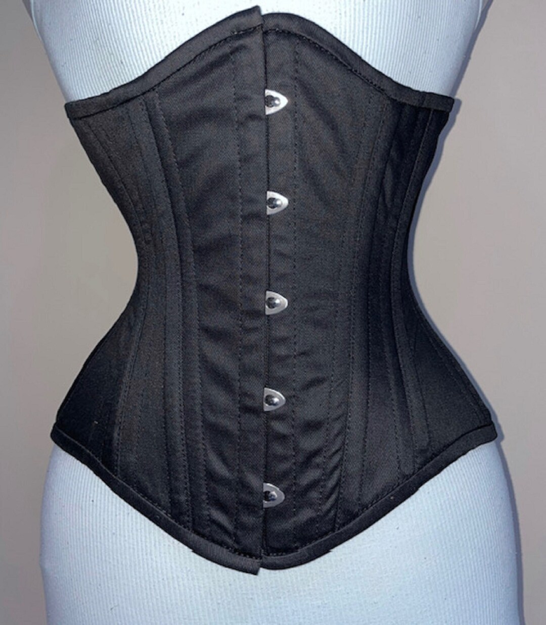Birna Black Cotton Steel Boned Underbust Corset main image 0