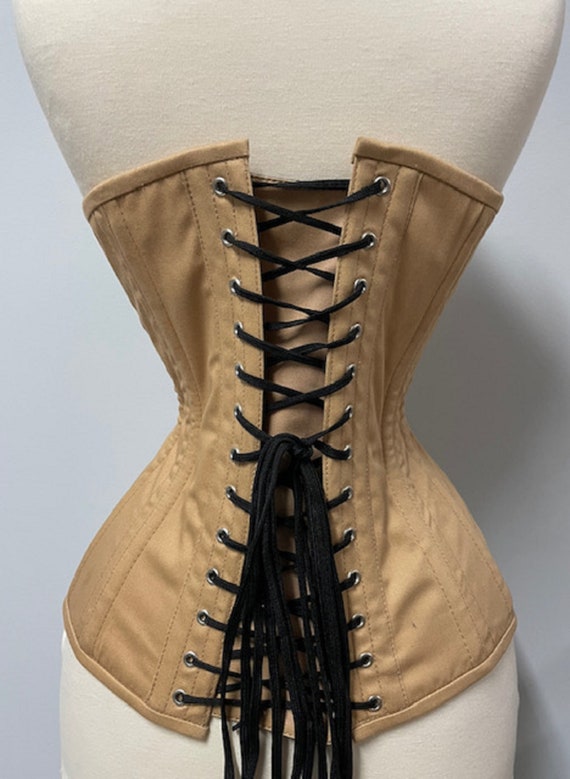 Beige Corset Double Steel Boned Underbust Waist Training Size 18-40 