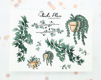 2 Matte Sticker Sheets - Botanical Plant Themed - Planners, Scrapbooking, and Journals