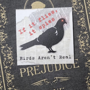 If It Flies It Spies- Birds Aren't Real Conspiracy Vinyl Waterproof Stickers- Funny Cheeky Saying- Laptop, decoration waterbottle decal 2.5" image 1