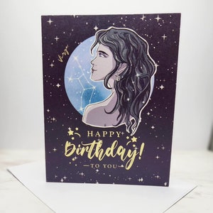 Virgo Zodiac Constellation Birthday card 4x5 - August to September Astrology Gift Blank Card