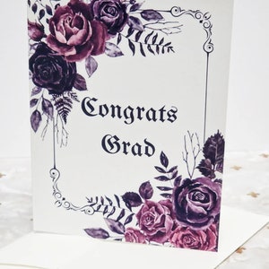 Goth Graduation card 4.25 x 5.5 Blank greeting card Dark Academia rose Theme image 2