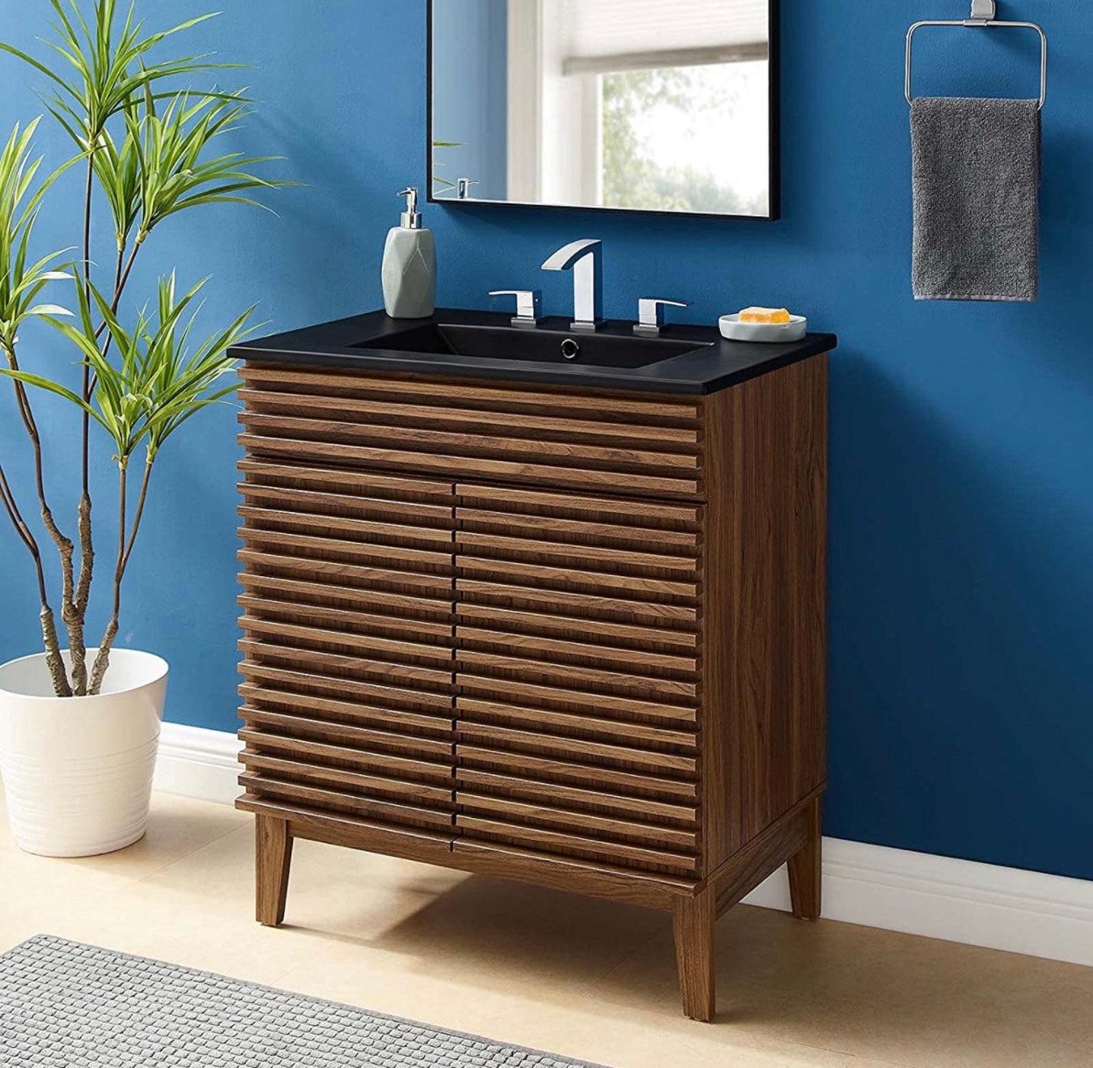 Modway Render 30 Bathroom Vanity With Sink in Walnut Black Etsy
