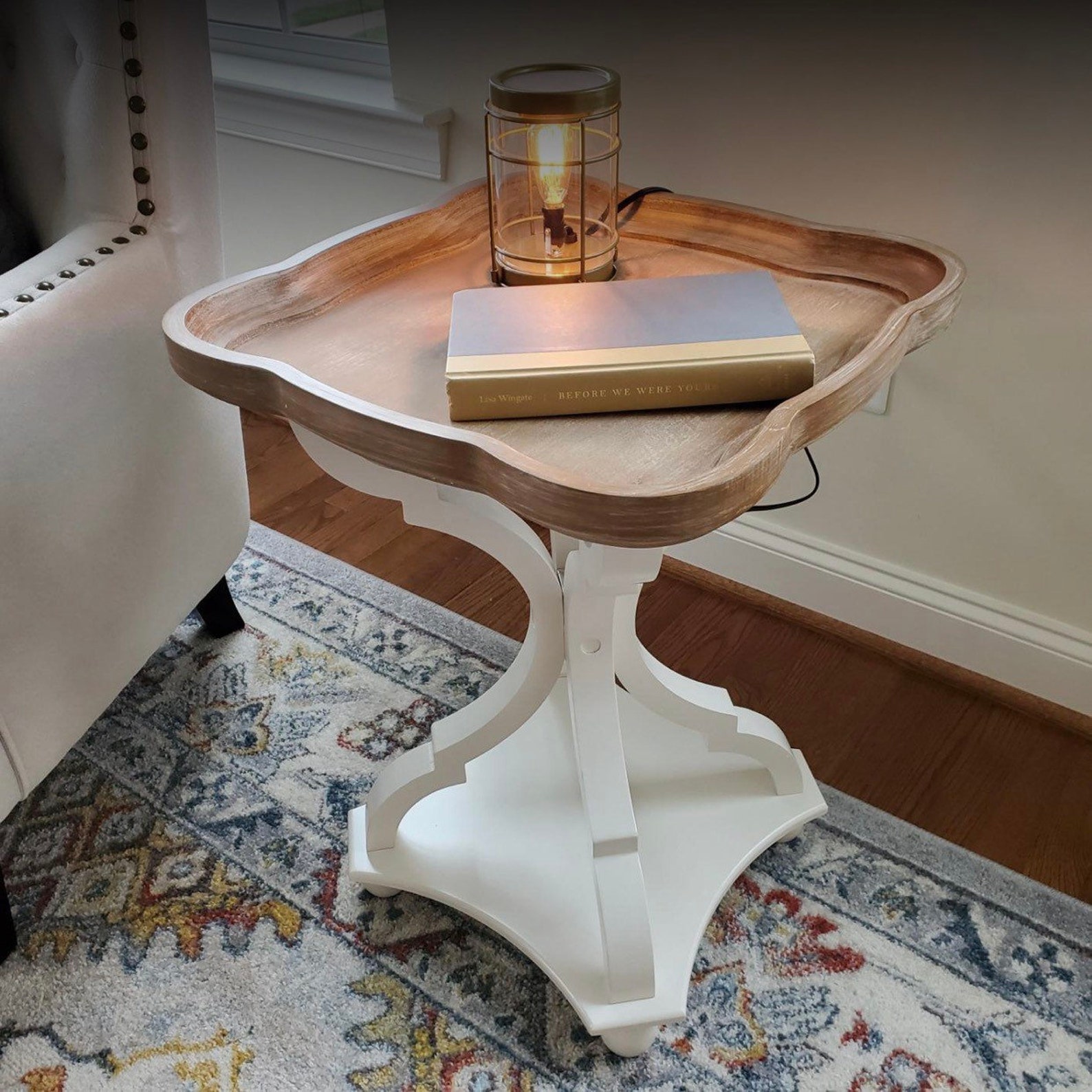 Rustic Farmhouse Cottagecore Accent End Table Natural Tray Etsy