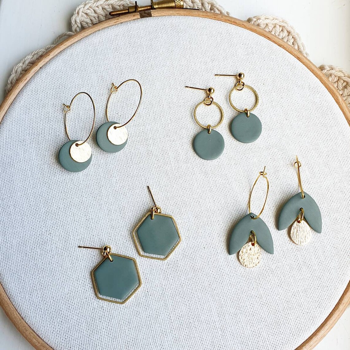 Sage Green Earrings // Parisian Garden Collection // Polymer Etsy