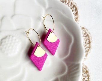 NELLIE //Summer Collection //Polymer Clay Earrings //Geometric Earrings//Fuchsia  earrings // Summer Clay Earrings// Hot pink earrings uk