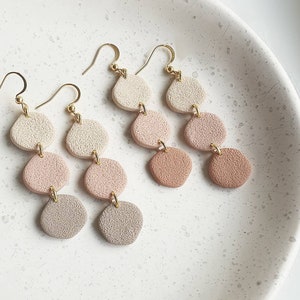 COLETTE// Neutral Collection //Neutral Dangle Earrings// Polymer Clay Earrings // Colour Block Earrings //Neutral Dangle earrings uk