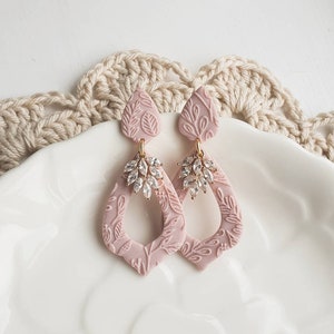 ADELINE// Bridal Collection// Polymer Clay Earrings// Wedding Earrings// Boho Clay Earrings// Blush pink Earrings// Bridal Earrings uk