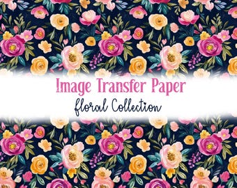 Navy Floral Image Transfer Paper for Polymer Clay, Earrings Making