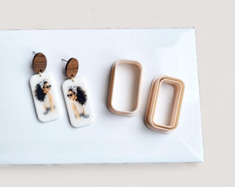A m e l i a//Boho Clay Cutters//Polymer Clay Cutters//Clay Tools//Earring Making //Rounded Rectangle frame clay cutter// Embossed Cutters