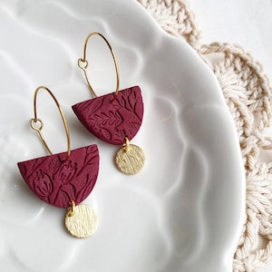 KHLOE // Burgundy Blush Collection // Polymer Clay Earrings // Boho fall Jewellery // Burgundy Earrings // Minimalist earrings // uk