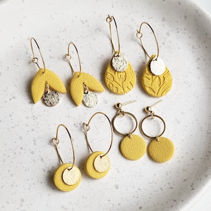 Yellow Earrings //Spring Collection //Polymer Clay Earrings // Boho Yellow Jewellery //Lightweight Earrings //Yellow minimalist earrings uk