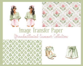 Image Transfer Paper //Grandmillenial Summer Transfer paper for polymer clay//Earrings Making// Clay tools// Boho Girls transfer paper