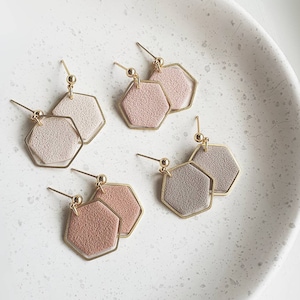 ALEXA// Neutral Collection// Polymer Clay Earrings// Hexagon Clay Earrings// Textured Clay Earrings// Clay Earrings//Boho Earrings uk