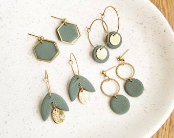 Sage Green Earrings // Parisian Garden Collection // Polymer Clay Earrings // Boho fall Jewellery // Lightweight Earrings // minimalist uk