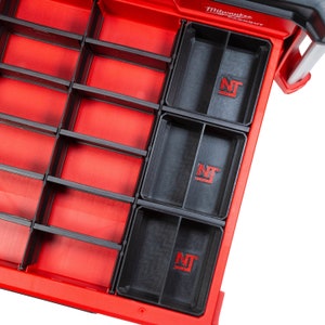 Milwaukee PACKOUT 4-Drawer & 3-Drawer Multi-Depth Toolbox Organizer Medium 2-Slot Divider Bins (3-Pack) - Neat Tools - Custom Packout Mod