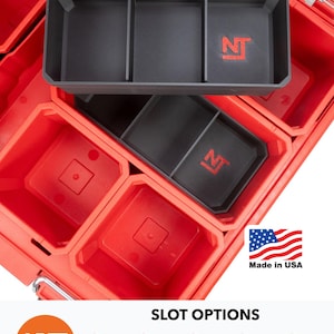 Milwaukee PACKOUT Small Parts Organizer Large Stacking Divider Bins – Nesting – Neat Tools