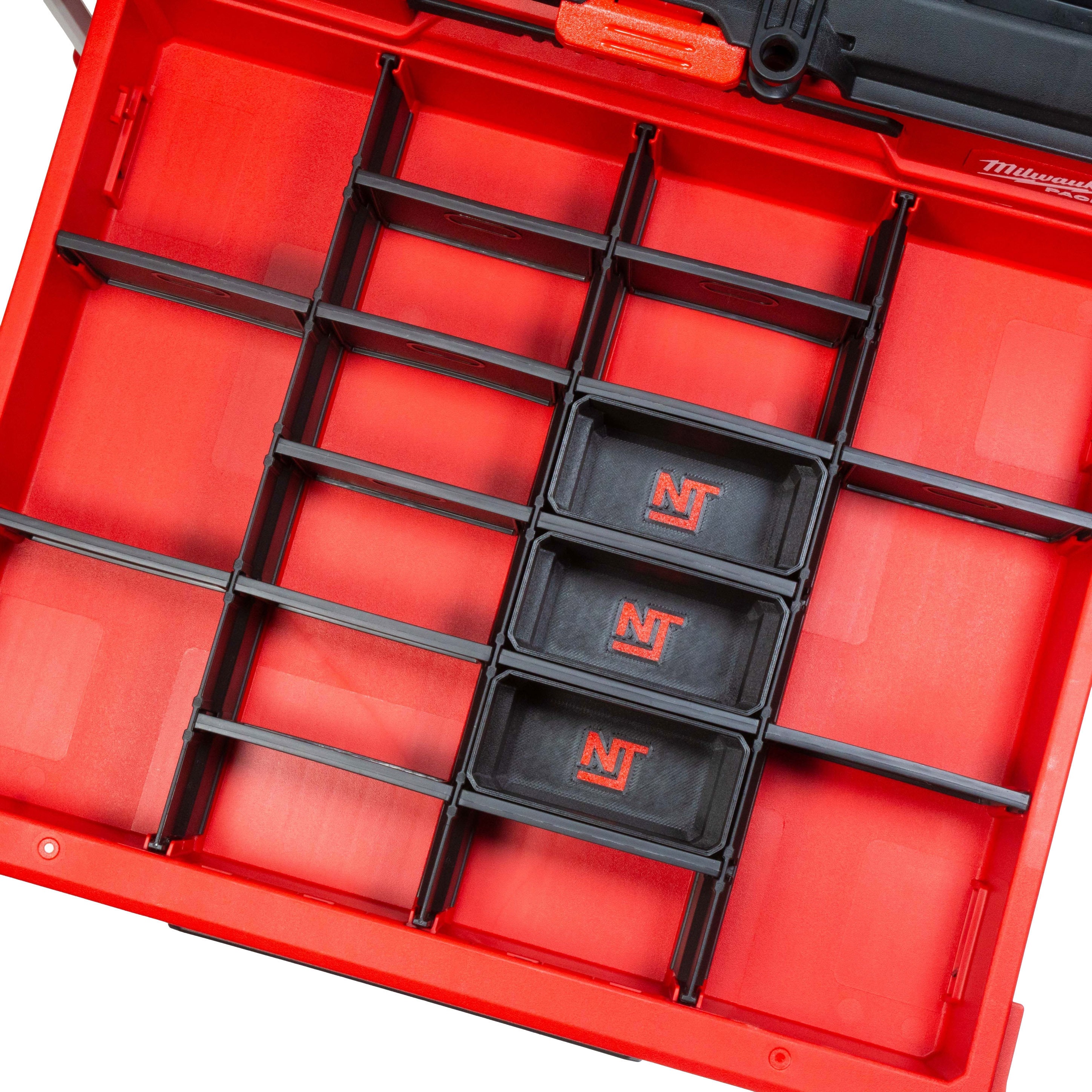 Milwaukee PACKOUT 4-Drawer & 3-Drawer Multi-Depth Toolbox Organizer Small 1-Slot Divider Bins (3-Pack) - Neat Tools - Custom Packout Mod