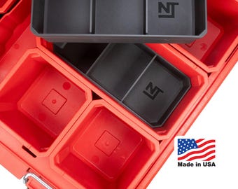 Milwaukee PACKOUT Small Parts Organizer Large Stacking Divider Bins – Nesting – Neat Tools