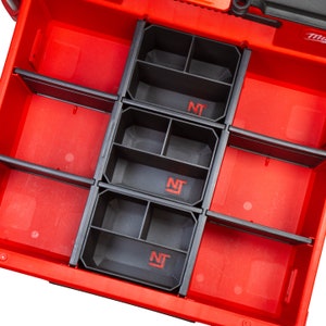 Milwaukee PACKOUT 2-Drawer & 3-Drawer Multi-Depth Toolbox Organizer 3-Slot Long Divider Bins (3-Pack) - Neat Tools - Custom Packout Mod