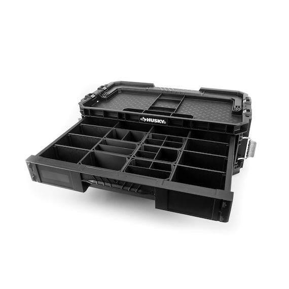 Husky Connect 2 Drawer Small Parts Organizer Divider Bin 2 Slot 2 Pack Neat Tools