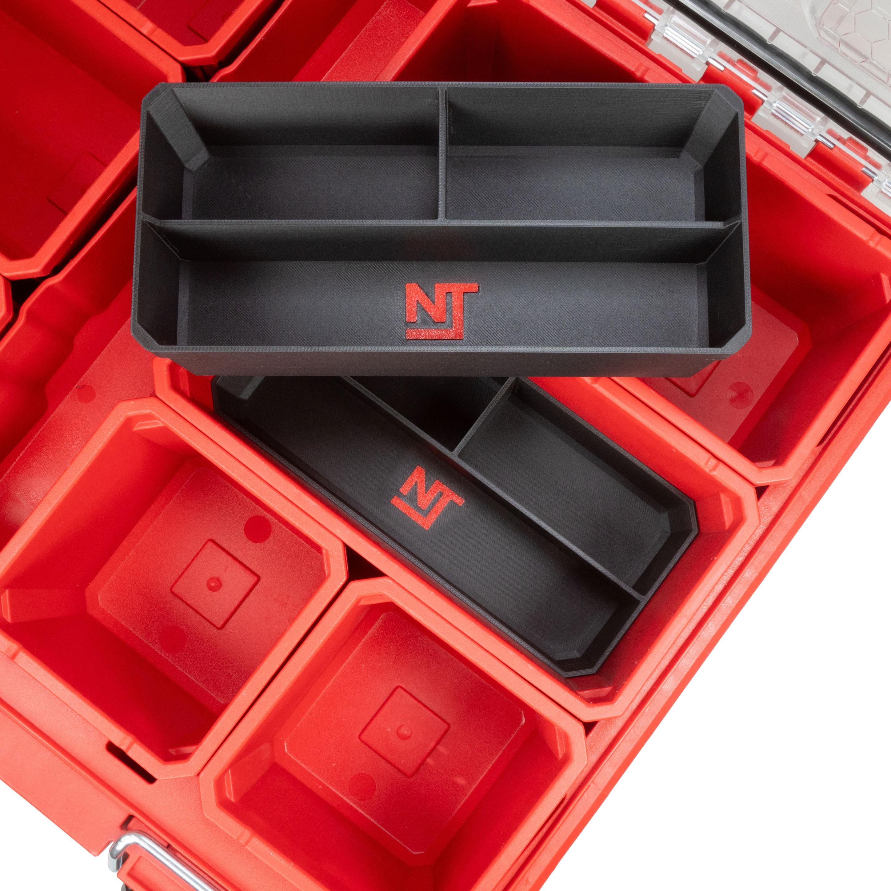 Milwaukee PACKOUT Small Parts Organizer Large Divider Bins Set 3-Slot Long - Neat Tools - Custom Packout Mod - Stacking / Nesting Bins