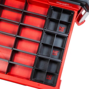 Milwaukee PACKOUT 4-Drawer & 3-Drawer Multi-Depth Toolbox Organizer Medium 4-Slot Divider Bins (3-Pack) - Neat Tools - Custom Packout Mod