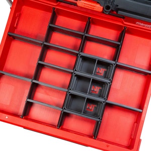 Milwaukee PACKOUT 4-Drawer & 3-Drawer Multi-Depth Toolbox Organizer Small 2-Slot Divider Bins (3-Pack) - Neat Tools - Custom Packout Mod