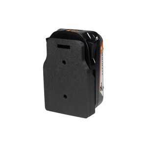 May include: Black and orange 20V MAX lithium-ion battery with a black plastic mounting bracket. The battery has a power switch and a label that reads "20V MAX LITHIUM-ION".