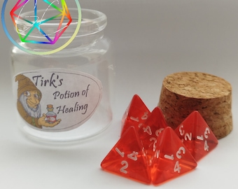 D&D Healing Potion Set – Five D4 Potion Bottles for Dungeon Masters and Players