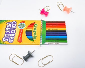 12 pack-Crayola personalized custom made color pencils-Laser Engraved