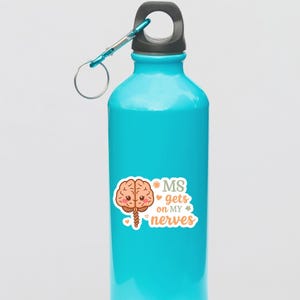 Kawaii Brain Sticker, MS Awareness Decal, Chronic Illness Support, Laptop Water Bottle Journal