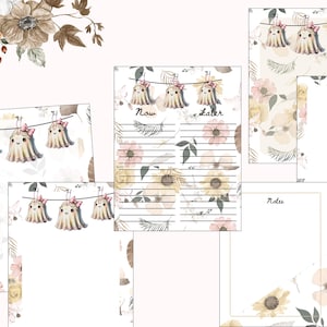 Vintage Spitze Geister Briefpapier Set, niedliches Halloween (Digitaler Download)