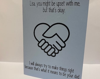 Customizable Name Father Apology Card – Blank , Blank Sorry Card, Blank Custom Father Sorry Card