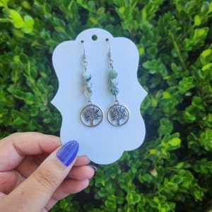 white moss agate tree earrings | nature inspired jewelry