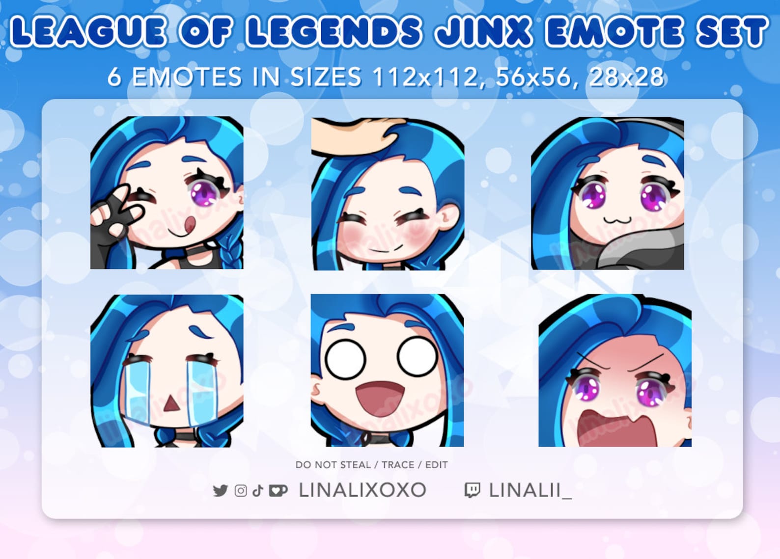 Arcane League of Legends Jinx Emote Set Twitch/discord Etsy Australia