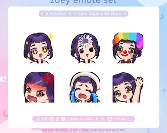 K-Pop Demon Hunters Zoey Emote Set Pack | Cute Chibi Twitch Streamer Discord Emotes