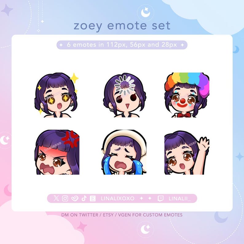 Demon Emote Set K-pop Demon Hunters Zoey Emote Set Pack | Cute Chibi Twitch Streamer ...