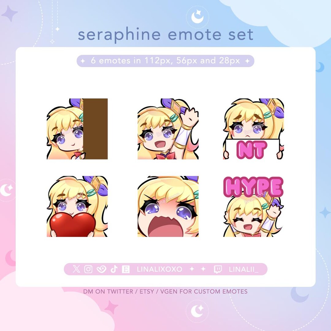Lol League of Legends Wild Rift Star Guardian Seraphine Emote Set Pack ...