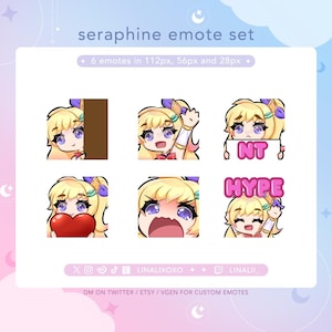 LoL League of Legends Wild Rift Star Guardian Seraphine Emote Set Pack | Cute Chibi Twitch Streamer Discord Emotes