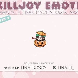 Animated Boo Halloween Pumpkin Valorant Killjoy Emote | Cute Chibi Twitch Streamer Discord Emotes