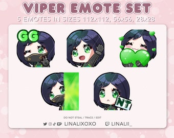Valorant Viper Emote Set Pack | Cute Chibi Twitch Streamer Discord Emotes