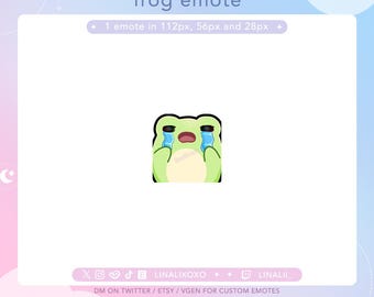 Sad Upset Cry Tears Cute Frog Emote | Cute Chibi Twitch Streamer Discord Emotes