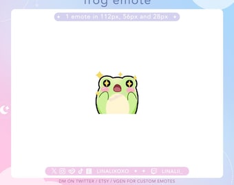 Sparkle Stars Cute Frog Emote | Cute Chibi Twitch Streamer Discord Emotes