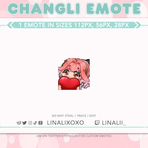 Love Heart Wuthering Waves Changli Emote | Cute Chibi Twitch Streamer Discord Emotes
