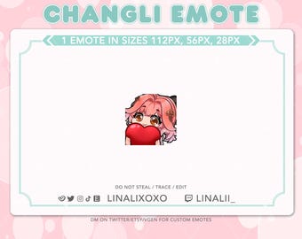Love Heart Wuthering Waves Changli Emote | Cute Chibi Twitch Streamer Discord Emotes