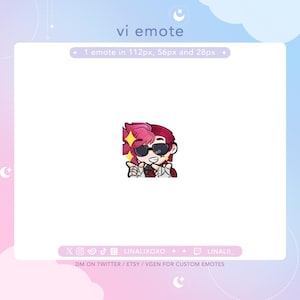 Cool Arcane League of Legends Vi Emote | Cute Chibi Twitch Streamer Discord Emotes