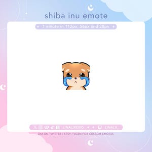 Sad Upset Cry Tears Cute Shiba Inu Dog Emote | Cute Chibi Twitch Streamer Discord Emotes
