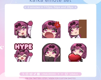 Honkai Star Rail Kafka Emote Set Pack | Cute Chibi Twitch Streamer Discord Emotes